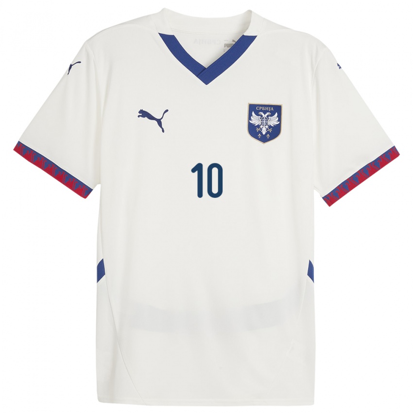 Damen Serbien Dusan Tadic #10 Weiß Auswärtstrikot Trikot 24-26 T-Shirt Österreich