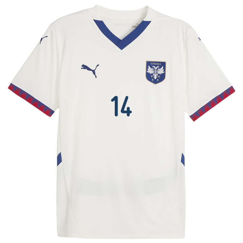 Damen Serbien Aleksa Terzic #14 Weiß Auswärtstrikot Trikot 24-26 T-Shirt Österreich