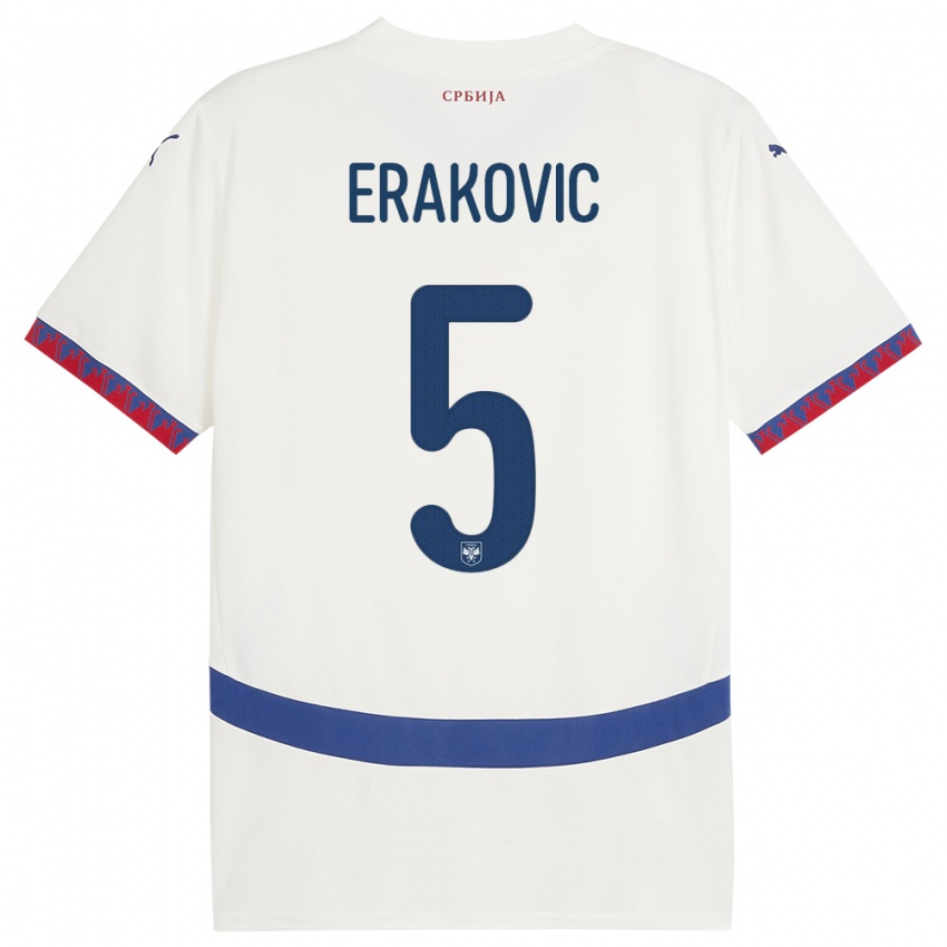 Damen Serbien Strahinja Erakovic #5 Weiß Auswärtstrikot Trikot 24-26 T-Shirt Österreich
