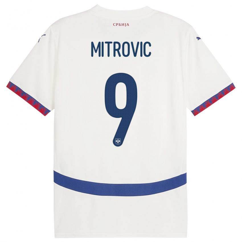 Damen Serbien Aleksandar Mitrovic #9 Weiß Auswärtstrikot Trikot 24-26 T-Shirt Österreich