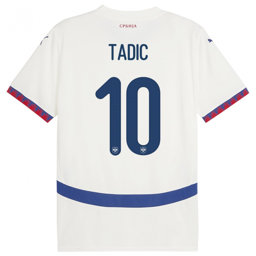 Damen Serbien Dusan Tadic #10 Weiß Auswärtstrikot Trikot 24-26 T-Shirt Österreich