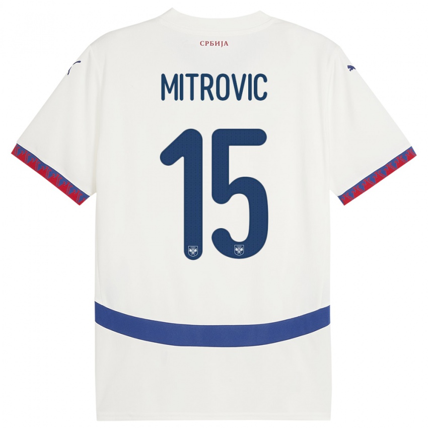 Damen Serbien Stefan Mitrovic #15 Weiß Auswärtstrikot Trikot 24-26 T-Shirt Österreich