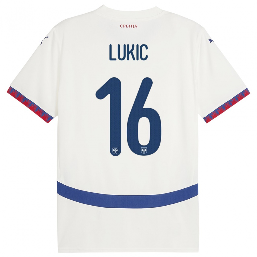 Damen Serbien Sasa Lukic #16 Weiß Auswärtstrikot Trikot 24-26 T-Shirt Österreich