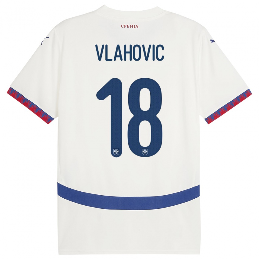 Damen Serbien Dusan Vlahovic #18 Weiß Auswärtstrikot Trikot 24-26 T-Shirt Österreich