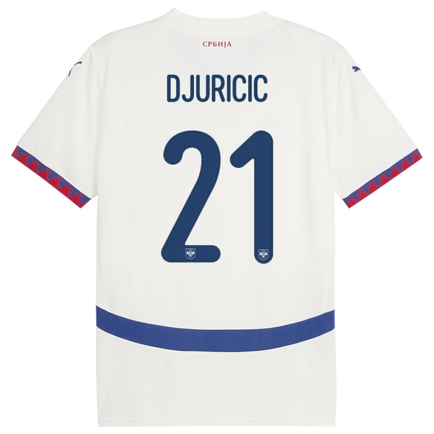 Damen Serbien Filip Djuricic #21 Weiß Auswärtstrikot Trikot 24-26 T-Shirt Österreich
