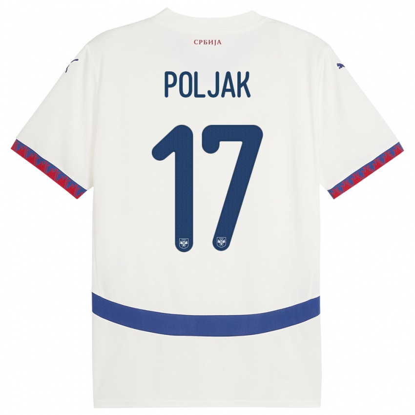 Damen Serbien Allegra Poljak #17 Weiß Auswärtstrikot Trikot 24-26 T-Shirt Österreich