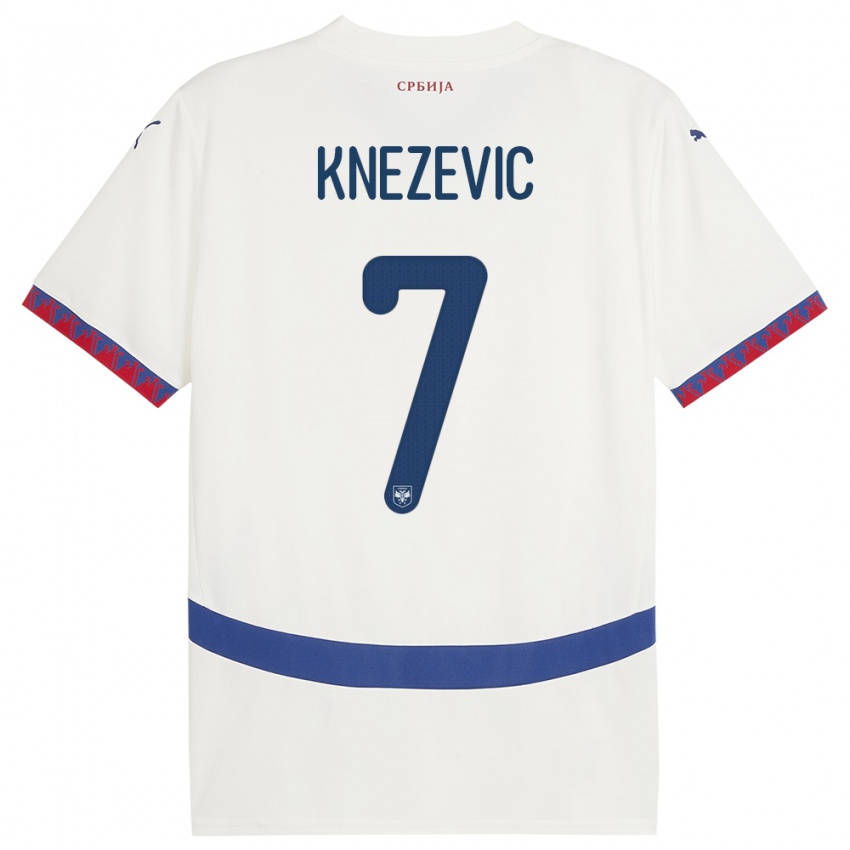Damen Serbien Nikola Knezevic #7 Weiß Auswärtstrikot Trikot 24-26 T-Shirt Österreich