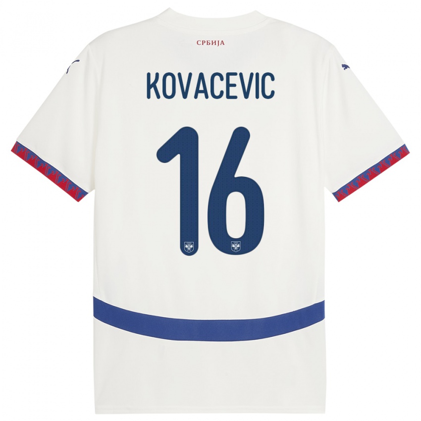 Damen Serbien Bojan Kovacevic #16 Weiß Auswärtstrikot Trikot 24-26 T-Shirt Österreich