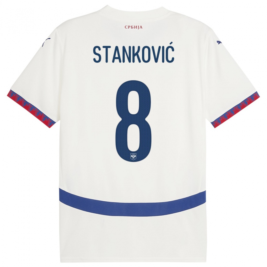 Damen Serbien Aleksandar Stankovic #8 Weiß Auswärtstrikot Trikot 24-26 T-Shirt Österreich