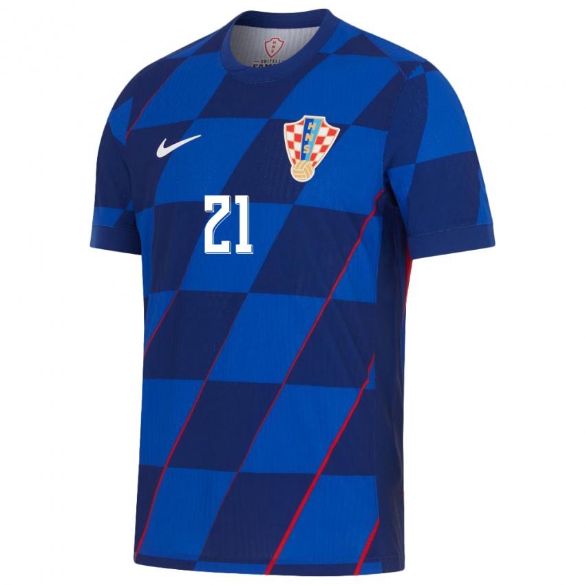 Damen Kroatien Fatjesa Gegollaj #21 Blau Auswärtstrikot Trikot 24-26 T-Shirt Österreich