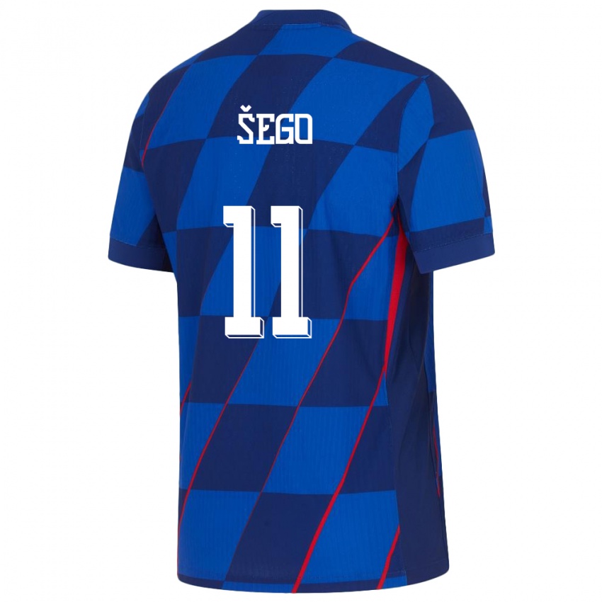 Damen Kroatien Michele Sego #11 Blau Auswärtstrikot Trikot 24-26 T-Shirt Österreich
