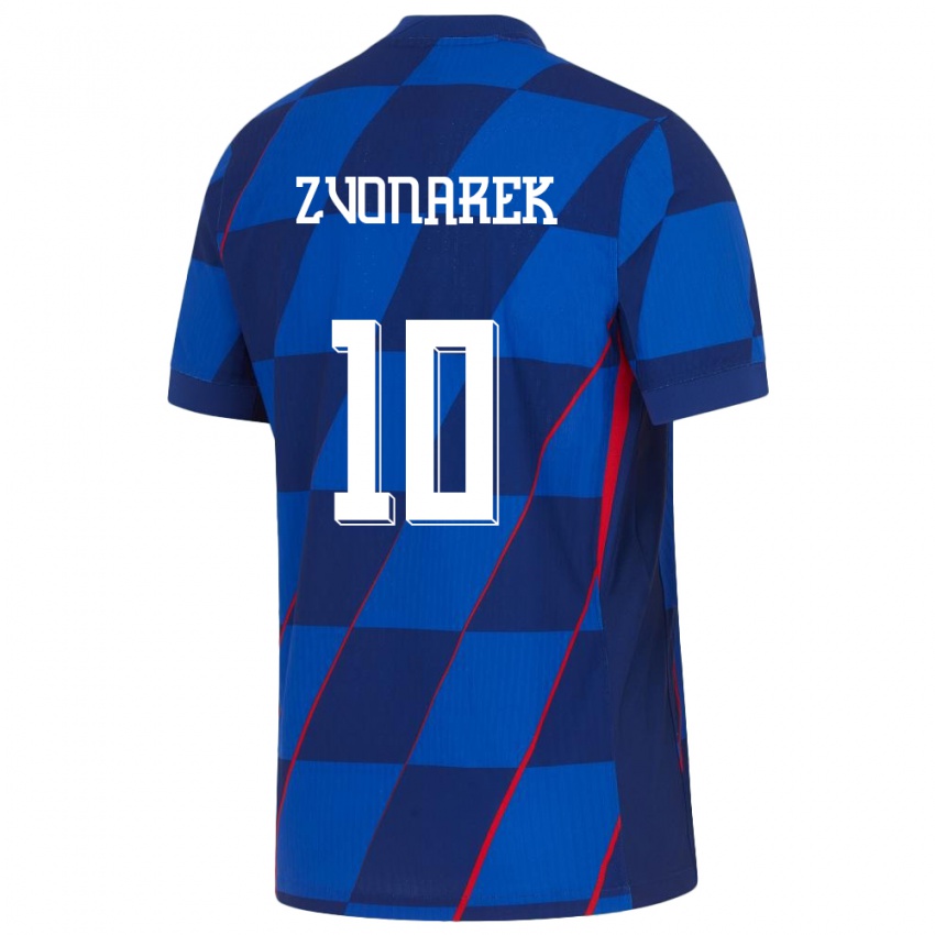 Damen Kroatien Lovro Zvonarek #10 Blau Auswärtstrikot Trikot 24-26 T-Shirt Österreich