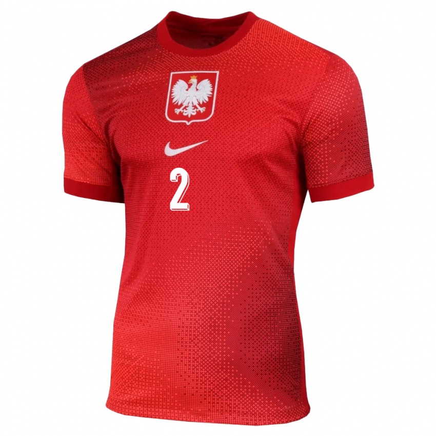 Damen Polen Jakub Kolan #2 Rot Auswärtstrikot Trikot 24-26 T-Shirt Österreich