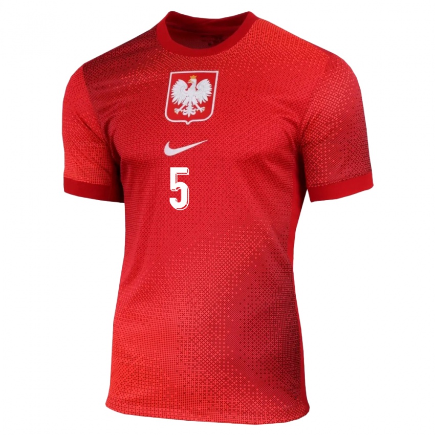 Damen Polen Jan Bednarek #5 Rot Auswärtstrikot Trikot 24-26 T-Shirt Österreich
