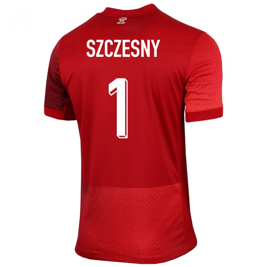 Damen Polen Wojciech Szczesny #1 Rot Auswärtstrikot Trikot 24-26 T-Shirt Österreich
