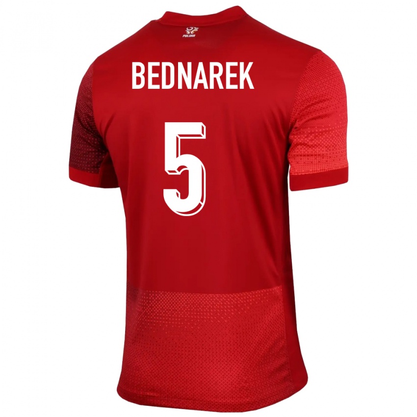 Damen Polen Jan Bednarek #5 Rot Auswärtstrikot Trikot 24-26 T-Shirt Österreich