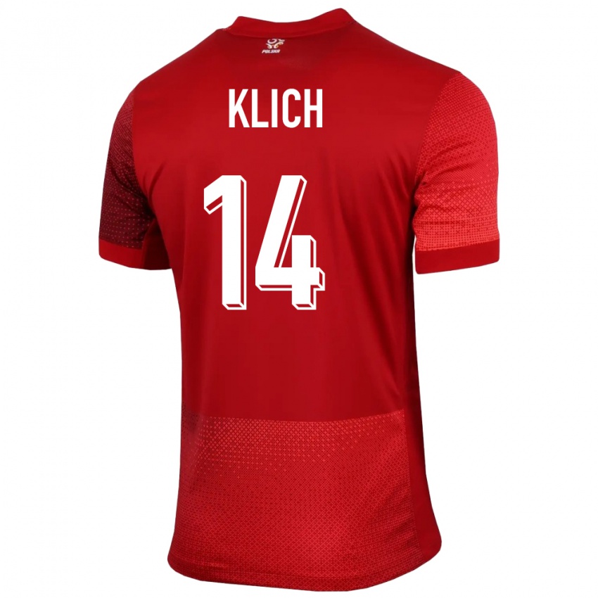 Damen Polen Mateusz Klich #14 Rot Auswärtstrikot Trikot 24-26 T-Shirt Österreich