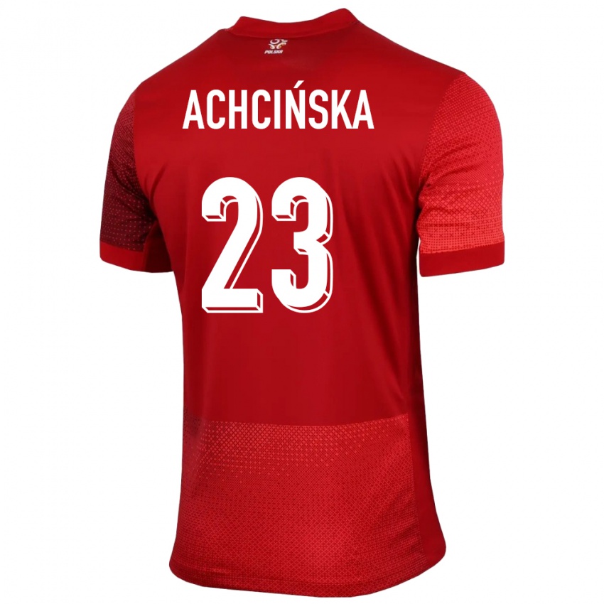 Damen Polen Adriana Achcinska #23 Rot Auswärtstrikot Trikot 24-26 T-Shirt Österreich