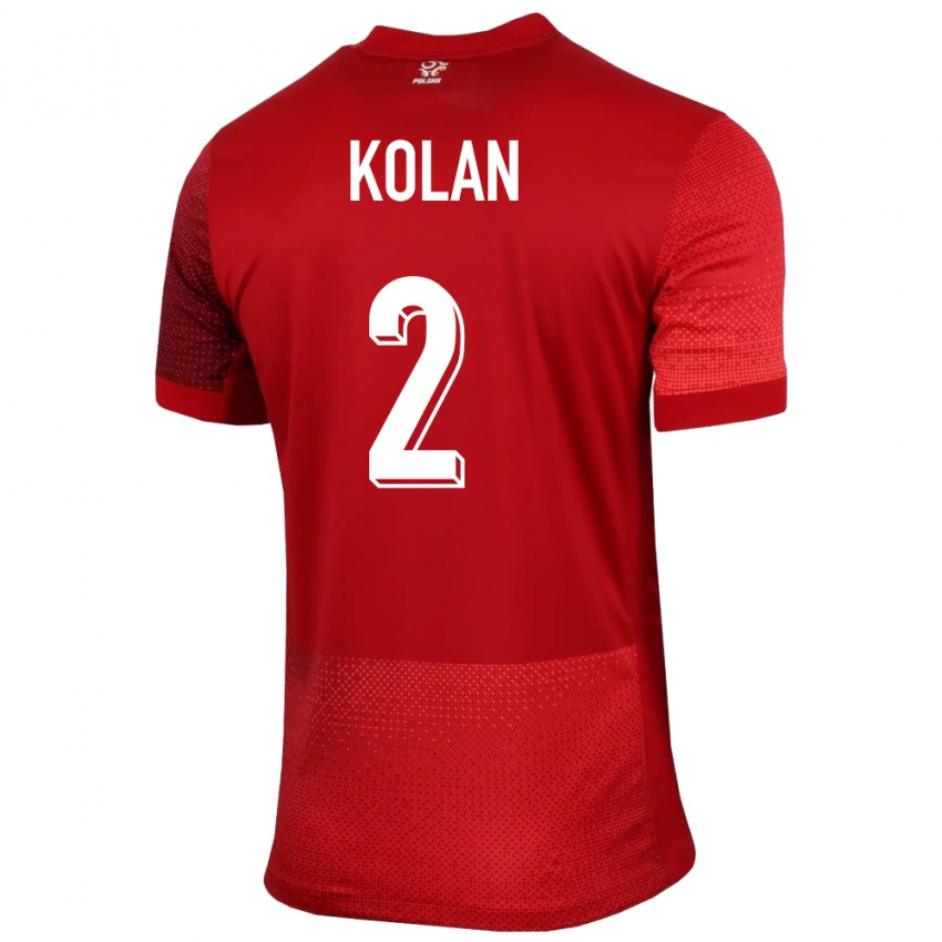 Damen Polen Jakub Kolan #2 Rot Auswärtstrikot Trikot 24-26 T-Shirt Österreich