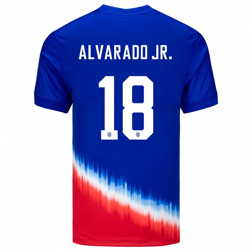 Damen Vereinigte Staaten Alejandro Alvarado Jr #18 Blau Auswärtstrikot Trikot 24-26 T-Shirt Österreich