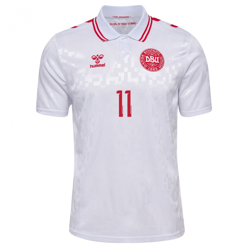 Damen Dänemark Katrine Veje #11 Weiß Auswärtstrikot Trikot 24-26 T-Shirt Österreich