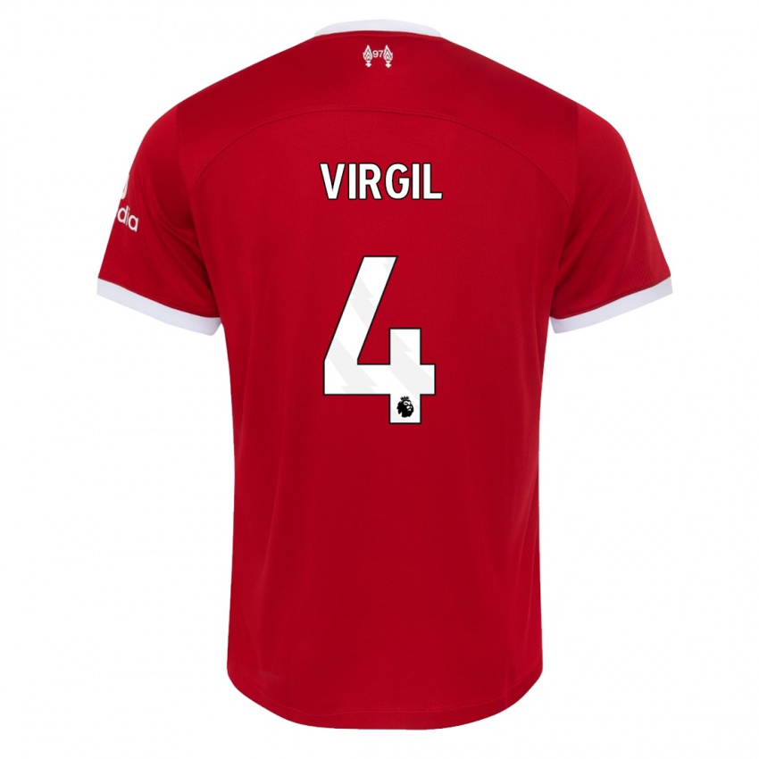 Kinder Virgil Van Dijk #4 Rot Heimtrikot Trikot 2023/24 T-Shirt Österreich