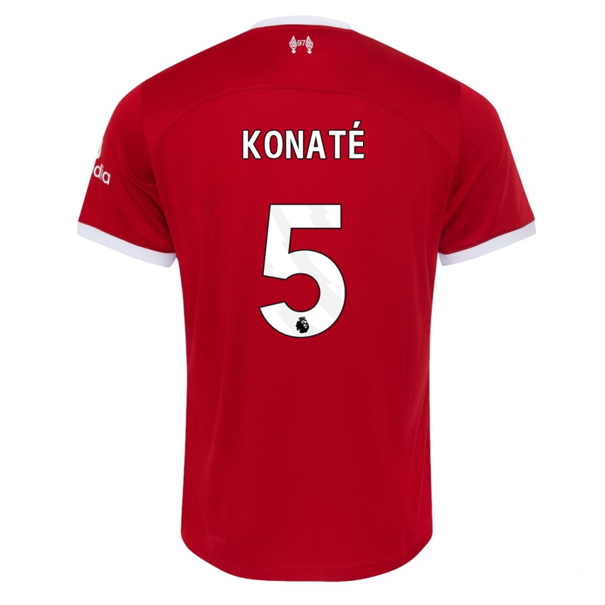 Kinder Ibrahima Konate #5 Rot Heimtrikot Trikot 2023/24 T-Shirt Österreich