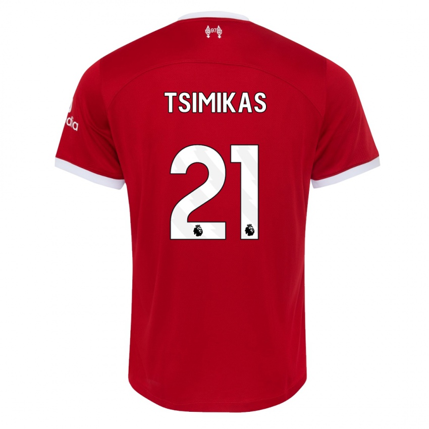 Kinder Konstantinos Tsimikas #21 Rot Heimtrikot Trikot 2023/24 T-Shirt Österreich
