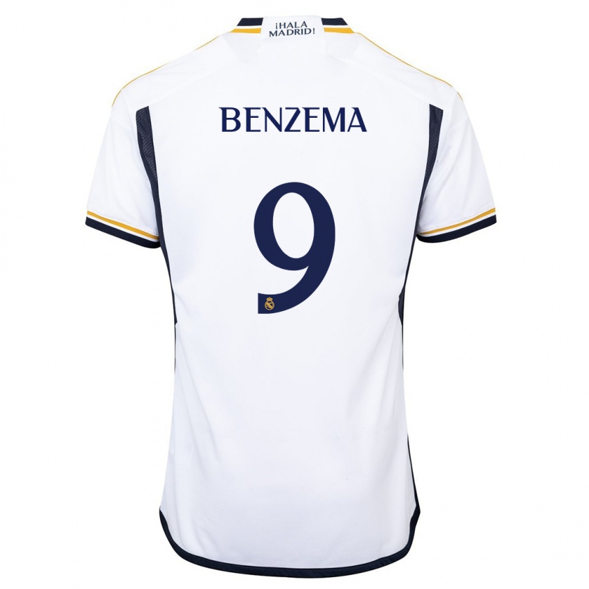 Kinder Karim Benzema #9 Weiß Heimtrikot Trikot 2023/24 T-Shirt Österreich