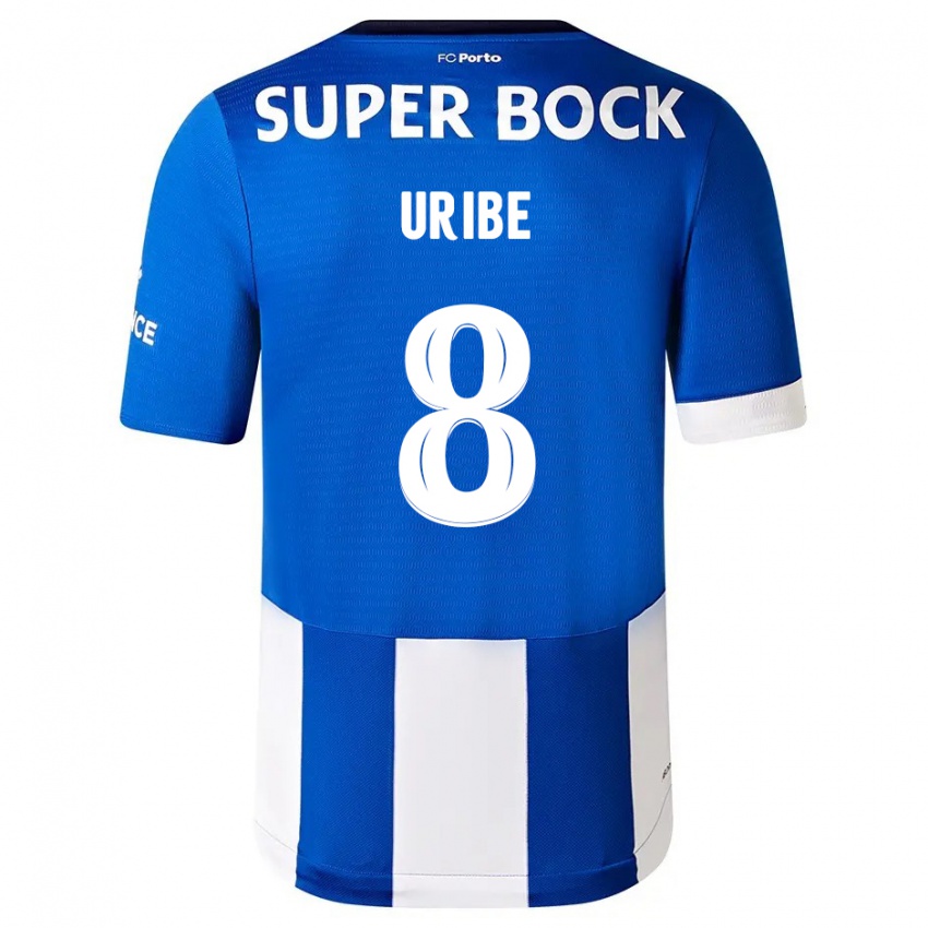 Kinder Mateus Uribe #8 Blau Weiss Heimtrikot Trikot 2023/24 T-Shirt Österreich
