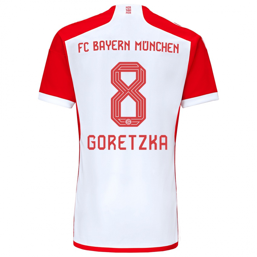 Kinder Leon Goretzka #8 Rot-Weiss Heimtrikot Trikot 2023/24 T-Shirt Österreich
