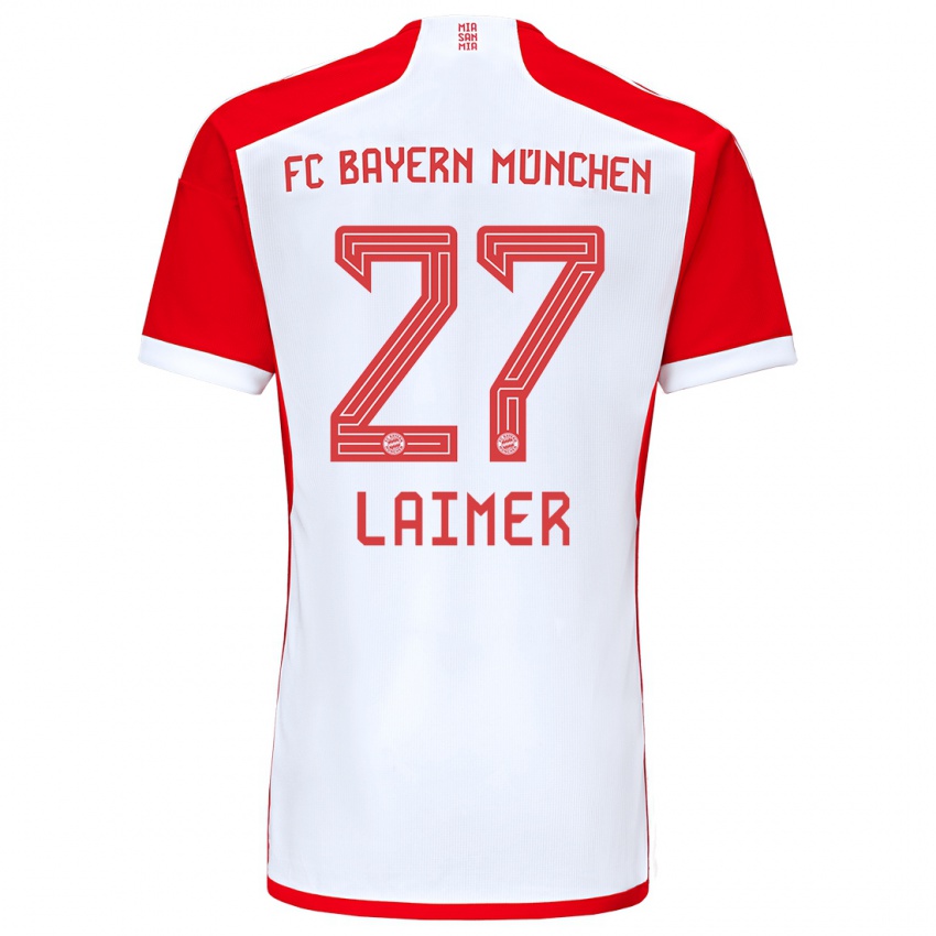 Kinder Konrad Laimer #27 Rot-Weiss Heimtrikot Trikot 2023/24 T-Shirt Österreich