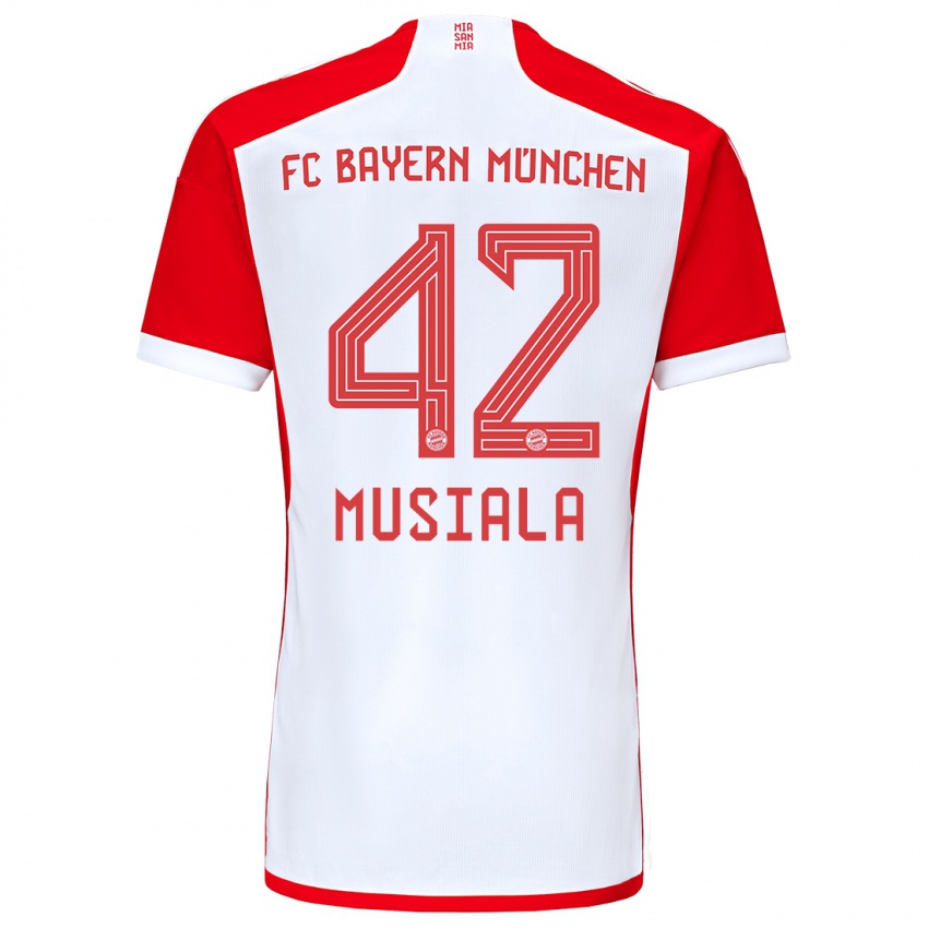 Kinder Jamal Musiala #42 Rot-Weiss Heimtrikot Trikot 2023/24 T-Shirt Österreich