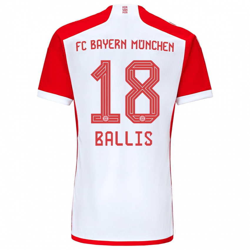 Kinder Benjamin Ballis #18 Rot-Weiss Heimtrikot Trikot 2023/24 T-Shirt Österreich