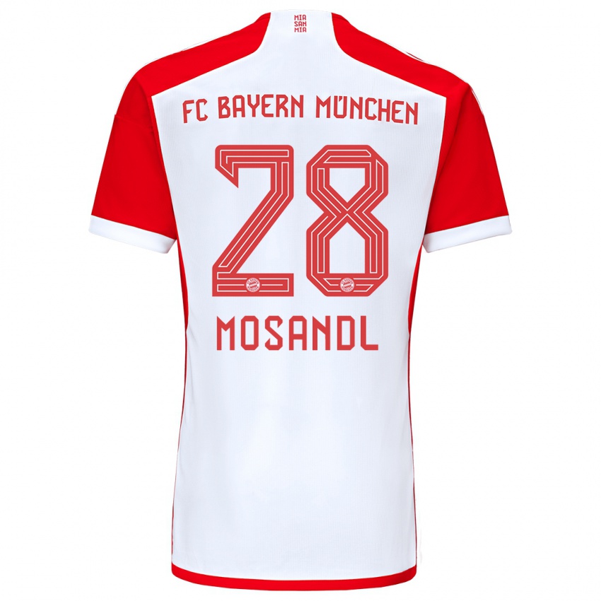 Kinder Moritz Mosandl #28 Rot-Weiss Heimtrikot Trikot 2023/24 T-Shirt Österreich