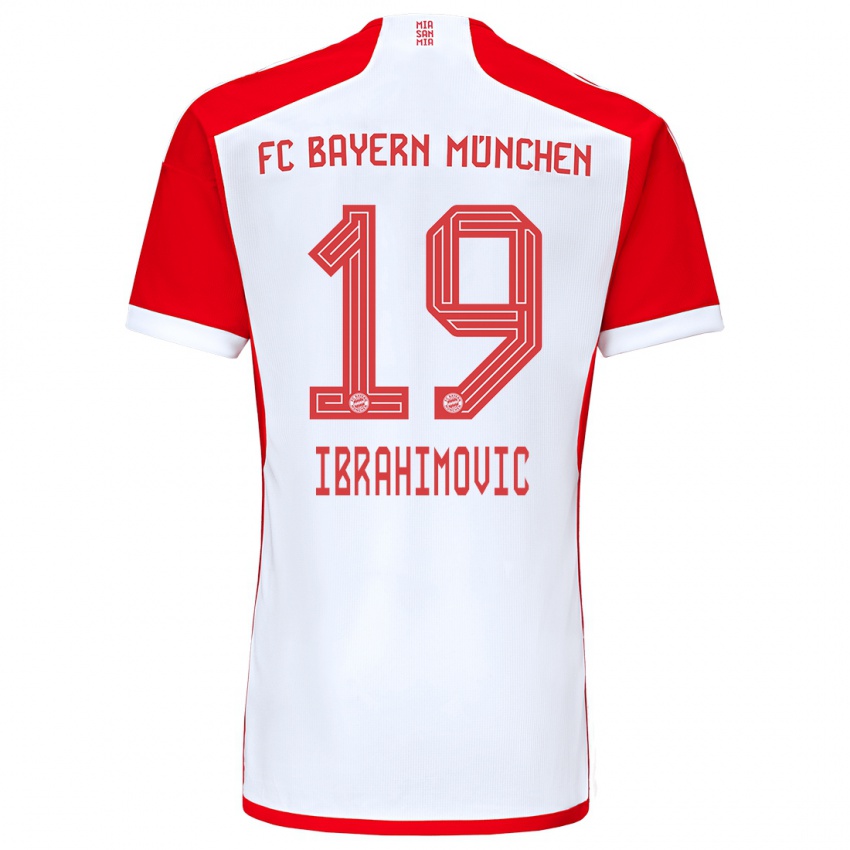Kinder Arijon Ibrahimovic #19 Rot-Weiss Heimtrikot Trikot 2023/24 T-Shirt Österreich
