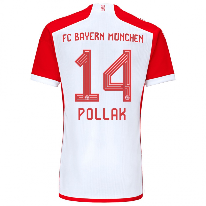 Kinder Florian Pollak #14 Rot-Weiss Heimtrikot Trikot 2023/24 T-Shirt Österreich