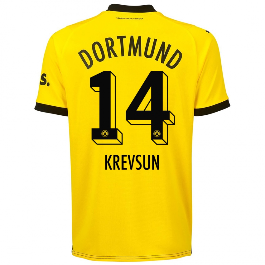 Kinder Danylo Krevsun #14 Gelb Heimtrikot Trikot 2023/24 T-Shirt Österreich
