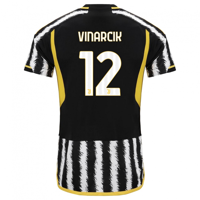 Kinder Jakub Vinarcik #12 Schwarz-Weiss Heimtrikot Trikot 2023/24 T-Shirt Österreich