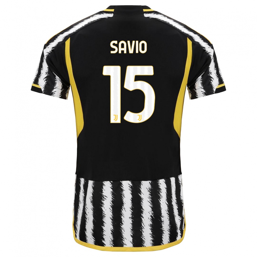Kinder Federico Savio #15 Schwarz-Weiss Heimtrikot Trikot 2023/24 T-Shirt Österreich
