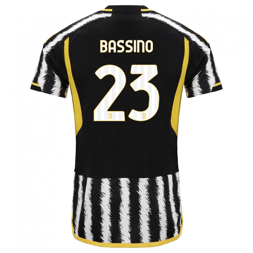 Kinder Alessandro Bassino #23 Schwarz-Weiss Heimtrikot Trikot 2023/24 T-Shirt Österreich