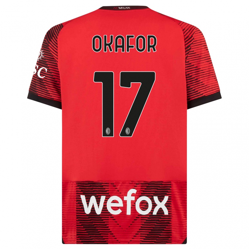 Kinder Noah Okafor #17 Rot Schwarz Heimtrikot Trikot 2023/24 T-Shirt Österreich