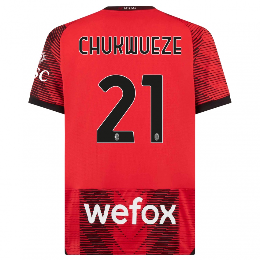 Kinder Samuel Chukwueze #21 Rot Schwarz Heimtrikot Trikot 2023/24 T-Shirt Österreich