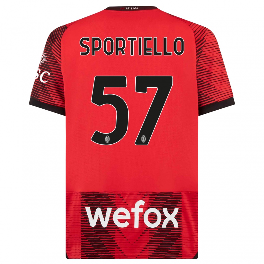 Kinder Marco Sportiello #57 Rot Schwarz Heimtrikot Trikot 2023/24 T-Shirt Österreich