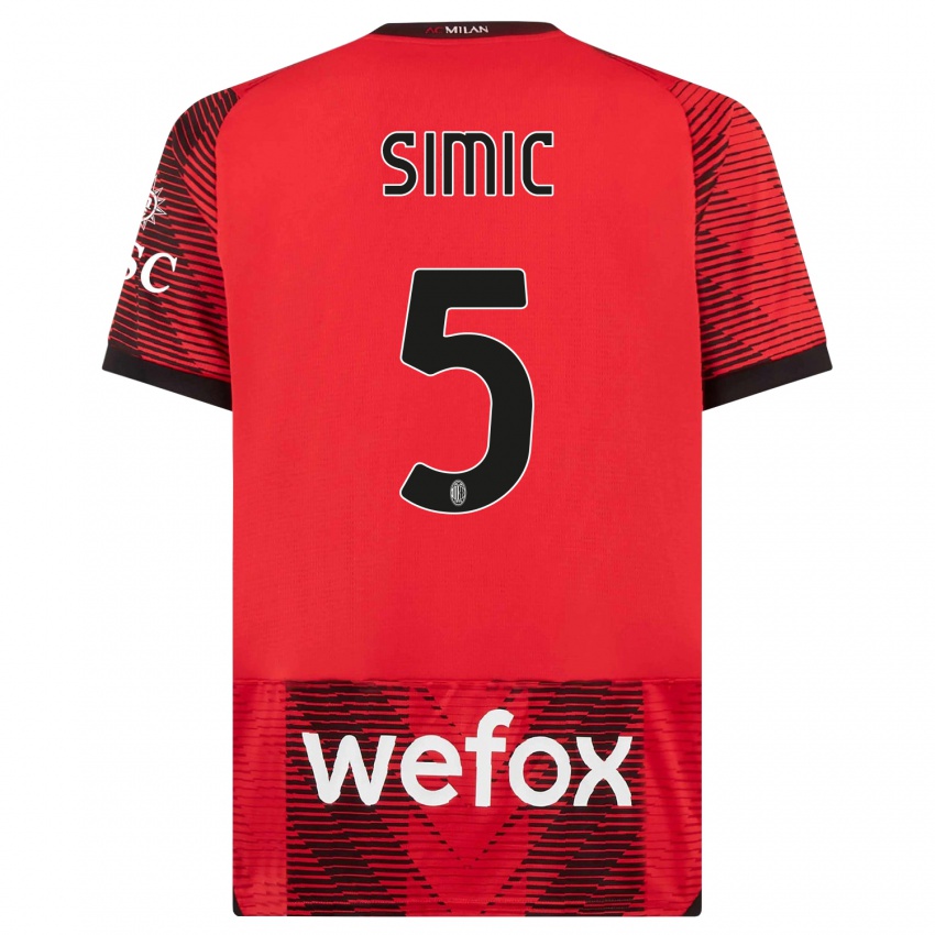 Kinder Jan-Carlo Simic #5 Rot Schwarz Heimtrikot Trikot 2023/24 T-Shirt Österreich
