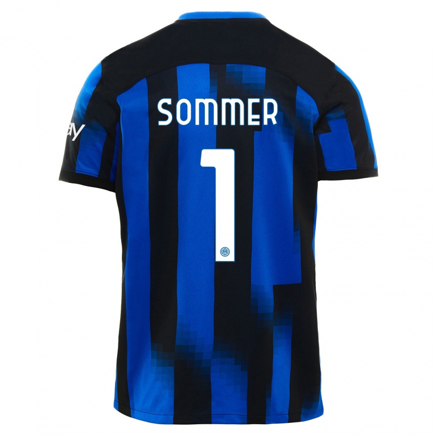 Kinder Yann Sommer #1 Schwarz Blau Heimtrikot Trikot 2023/24 T-Shirt Österreich