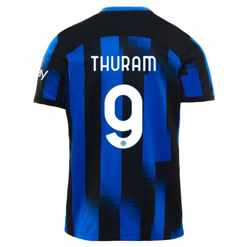 Kinder Marcus Thuram #9 Schwarz Blau Heimtrikot Trikot 2023/24 T-Shirt Österreich