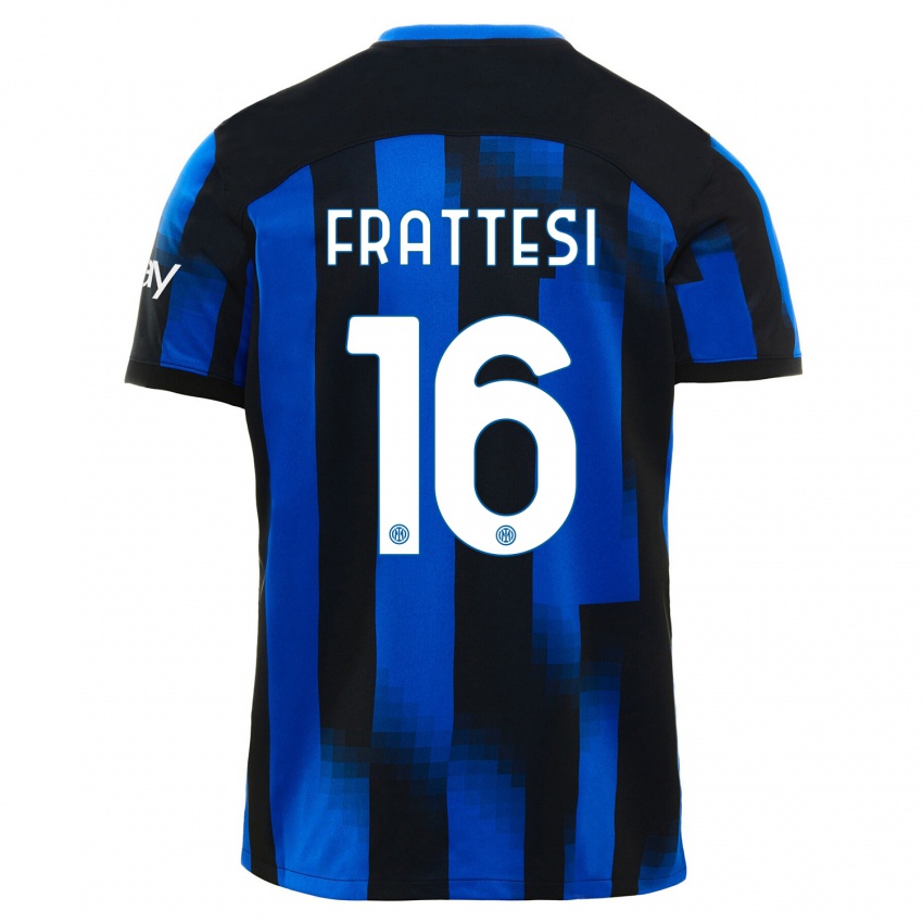Kinder Davide Frattesi #16 Schwarz Blau Heimtrikot Trikot 2023/24 T-Shirt Österreich