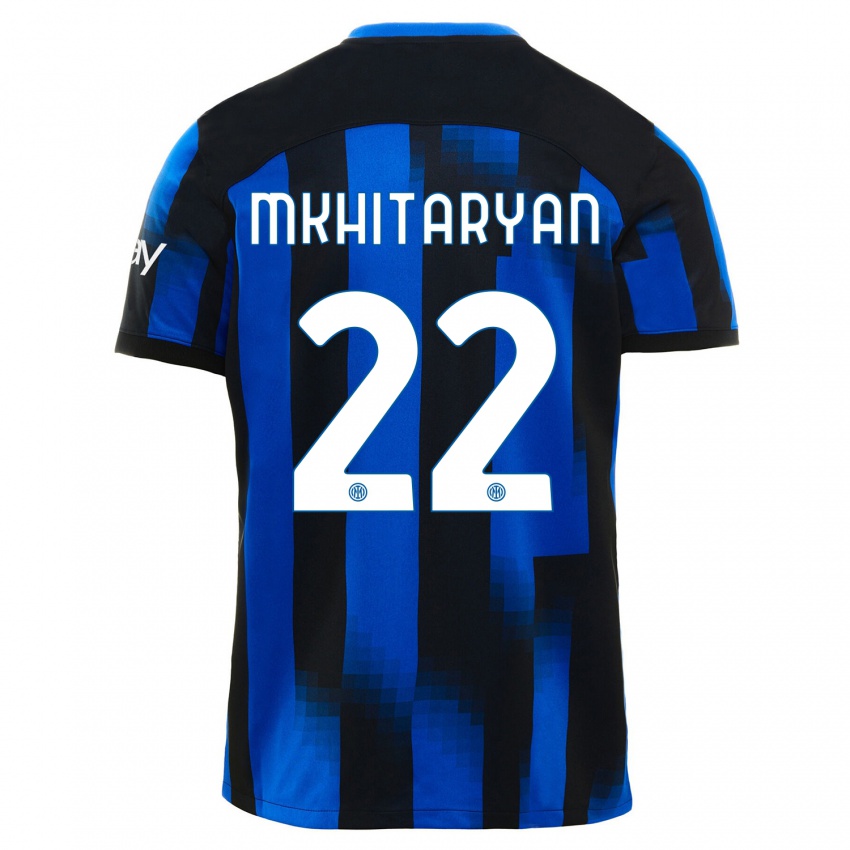 Kinder Henrikh Mkhitaryan #22 Schwarz Blau Heimtrikot Trikot 2023/24 T-Shirt Österreich