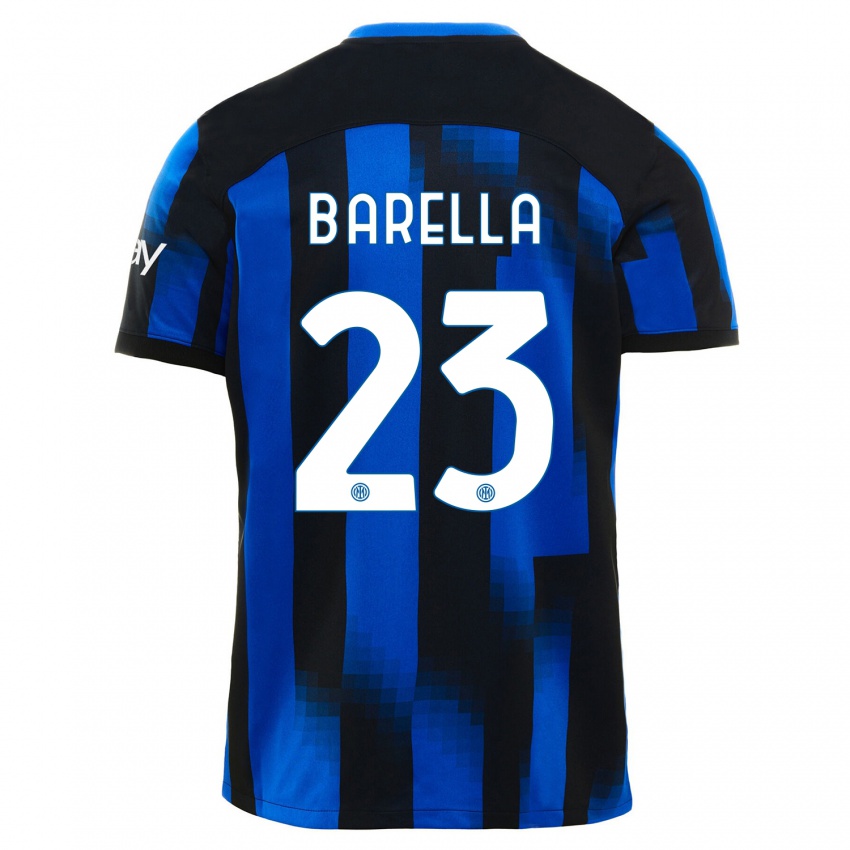 Kinder Nicolo Barella #23 Schwarz Blau Heimtrikot Trikot 2023/24 T-Shirt Österreich